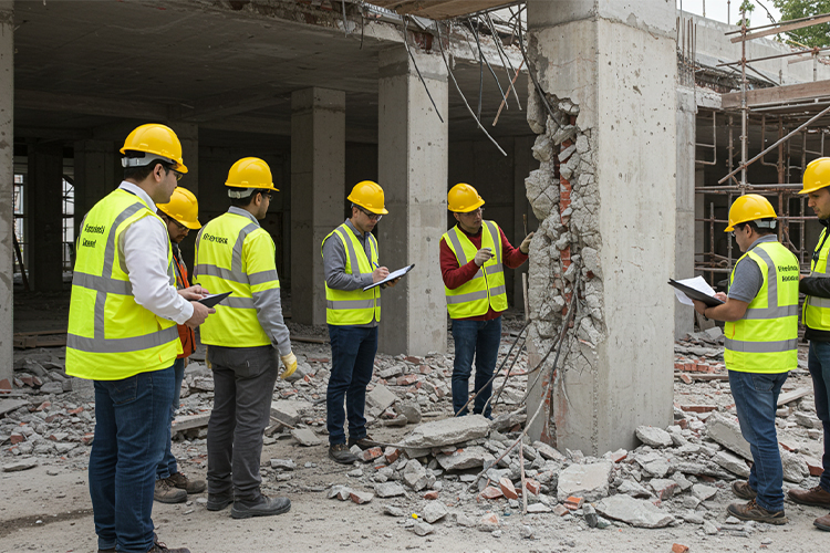 what happens if columns collapse - A Group of engineers