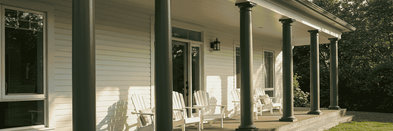 a porch featuring fiberglass posts, the best type of porch columns
