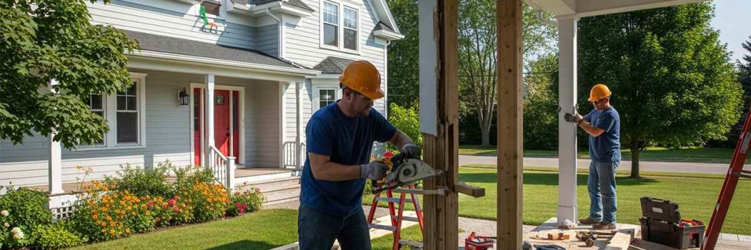 contractors working in summer, the best time for replacing porch columns in different seasons